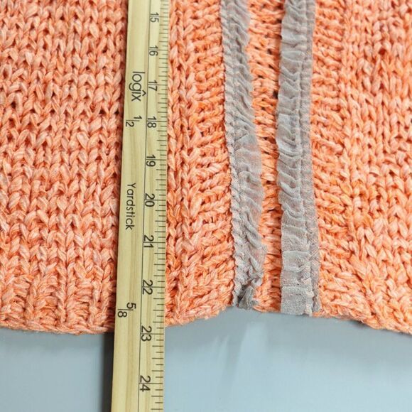 Sonia Bogner Artsy Cardigan Womens 14 Peach Ribbon Yarn Open Front Art-to-Wear - Picture 13 of 13
